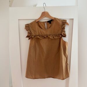 Vintage J. Crew Tan Ruffled Poplin Shirt